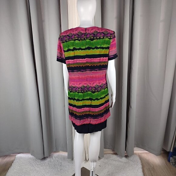 K.C. Spencer Vintage Multi Color Pattern Dress Size 12P - Picture 3 of 10